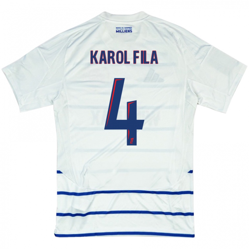 Kinder Karol Fila #4 Weiß Blau Auswärtstrikot Trikot 2024/25 T-Shirt Österreich