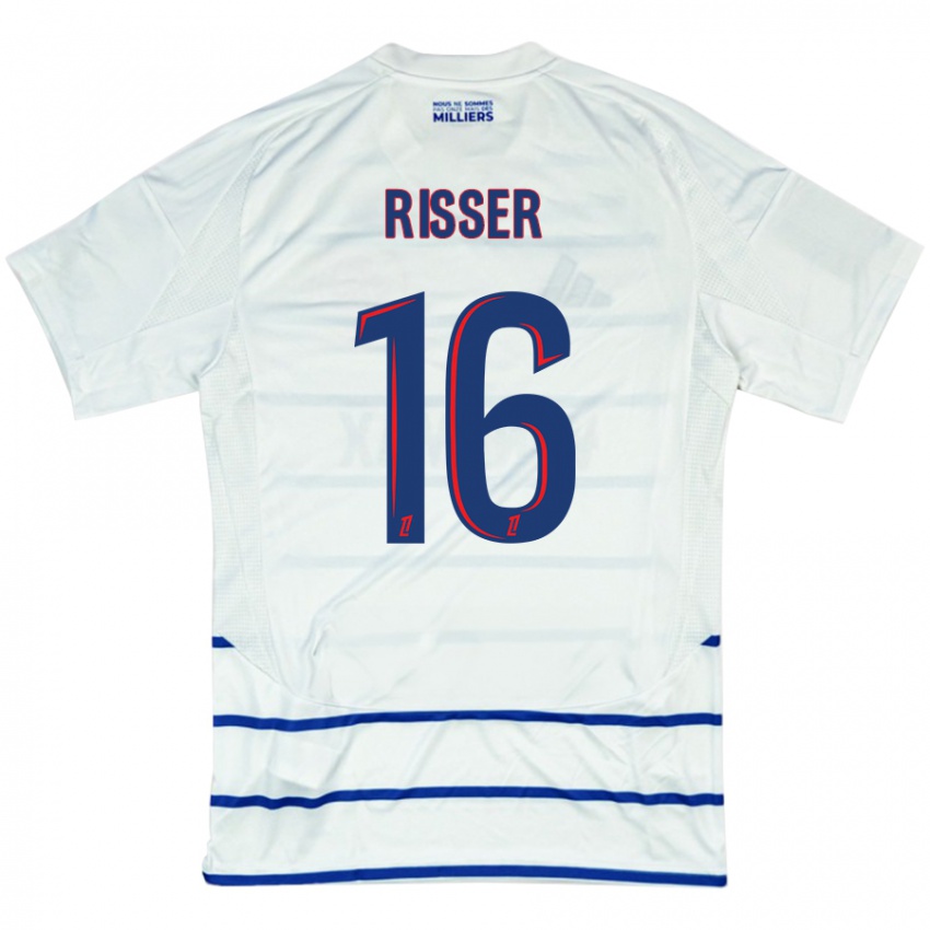 Kinder Robin Risser #16 Weiß Blau Auswärtstrikot Trikot 2024/25 T-Shirt Österreich