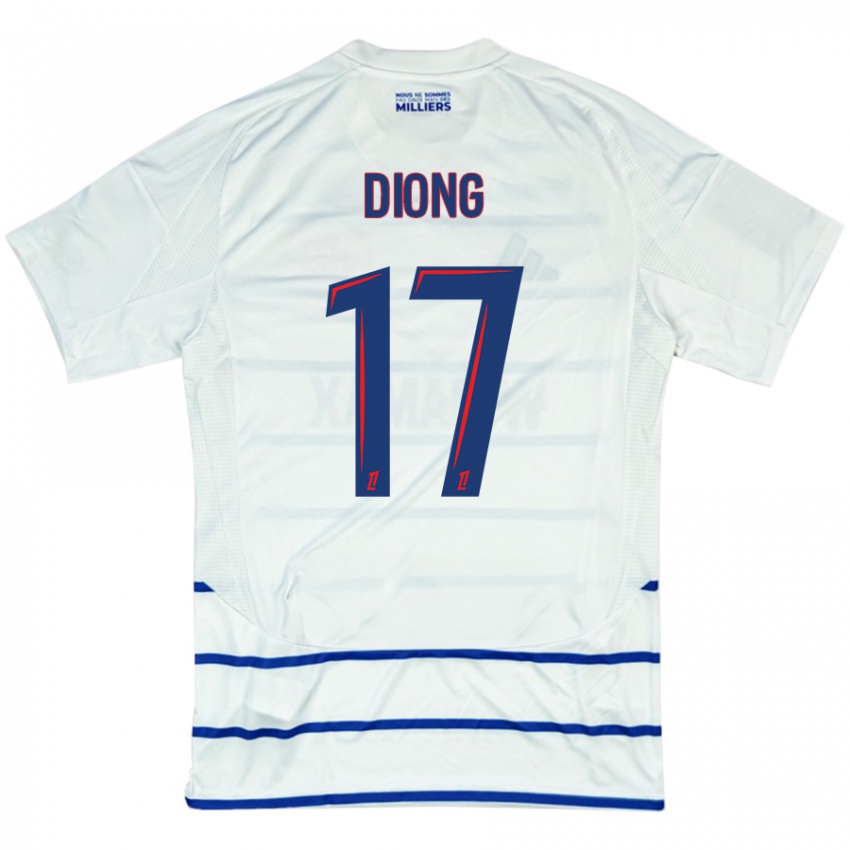 Kinder Pape Diong #17 Weiß Blau Auswärtstrikot Trikot 2024/25 T-Shirt Österreich