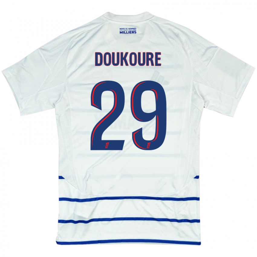 Kinder Ismaël Doukouré #29 Weiß Blau Auswärtstrikot Trikot 2024/25 T-Shirt Österreich