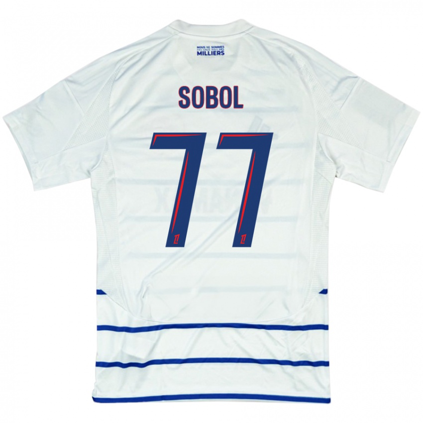 Kinder Eduard Sobol #77 Weiß Blau Auswärtstrikot Trikot 2024/25 T-Shirt Österreich