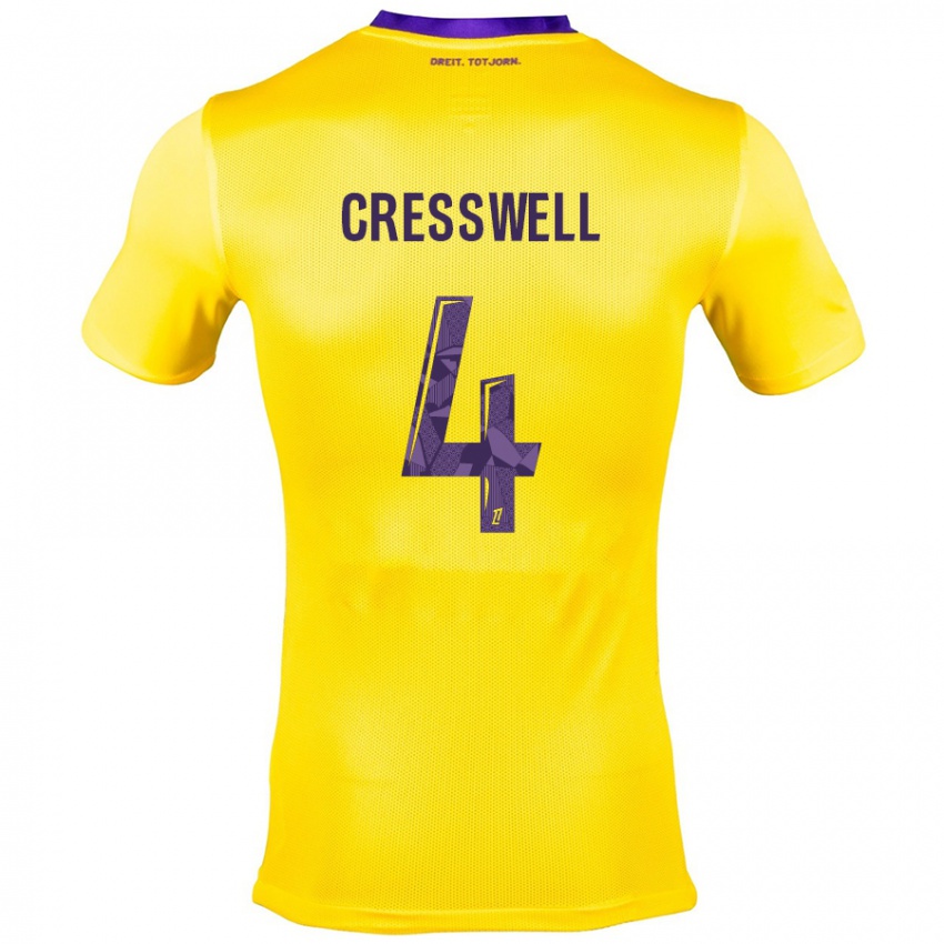 Kinder Charlie Cresswell #4 Gelb Lila Auswärtstrikot Trikot 2024/25 T-Shirt Österreich