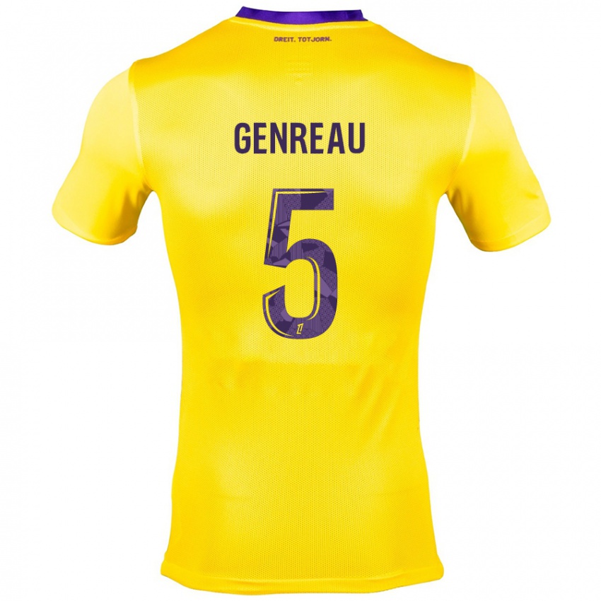 Kinder Denis Genreau #5 Gelb Lila Auswärtstrikot Trikot 2024/25 T-Shirt Österreich