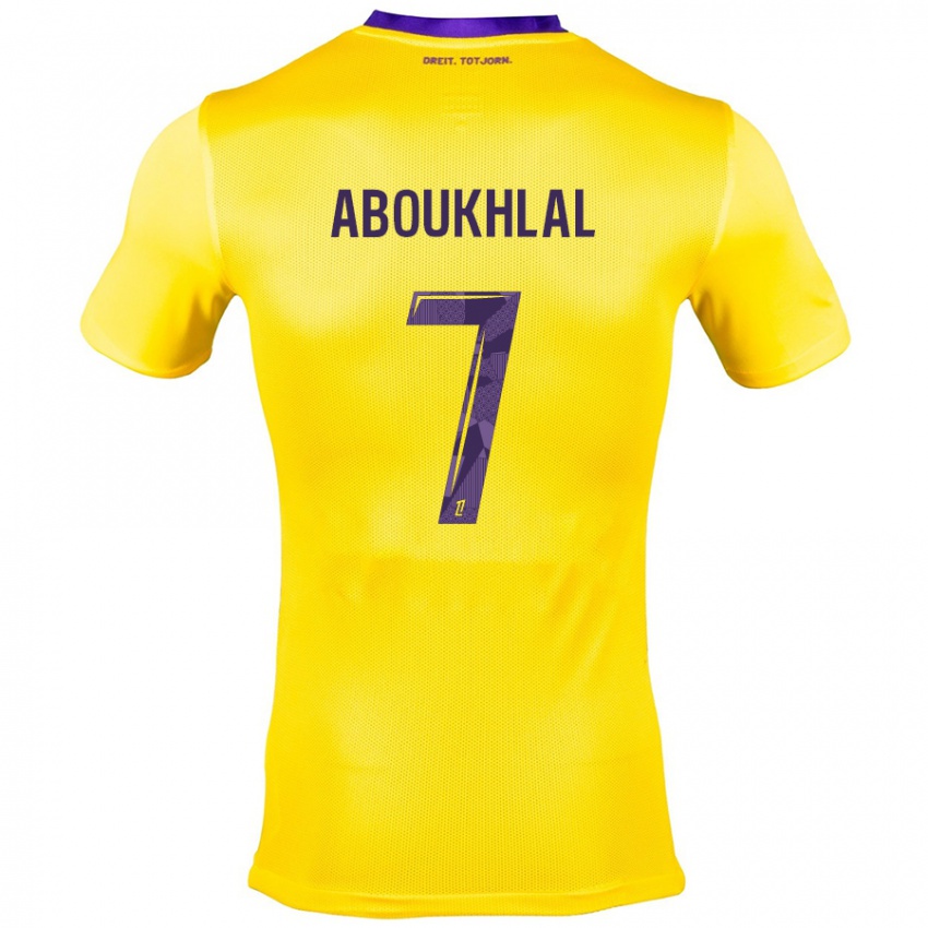 Kinder Zakaria Aboukhlal #7 Gelb Lila Auswärtstrikot Trikot 2024/25 T-Shirt Österreich