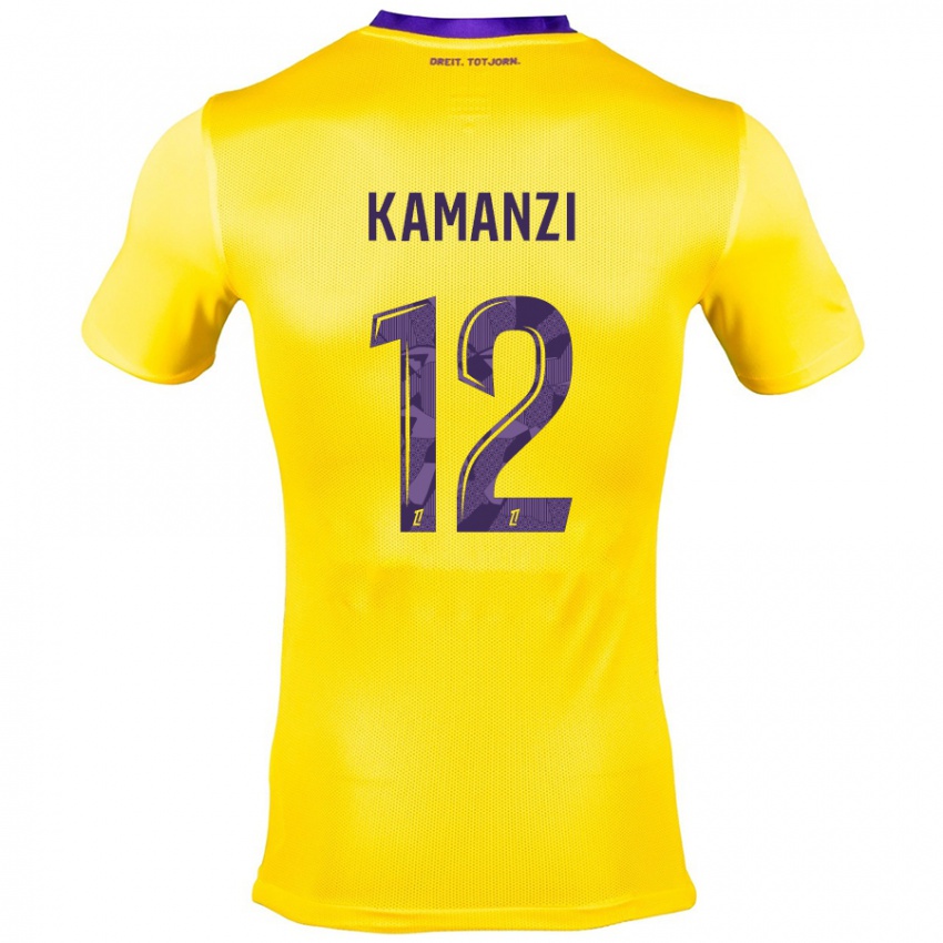 Kinder Warren Kamanzi #12 Gelb Lila Auswärtstrikot Trikot 2024/25 T-Shirt Österreich