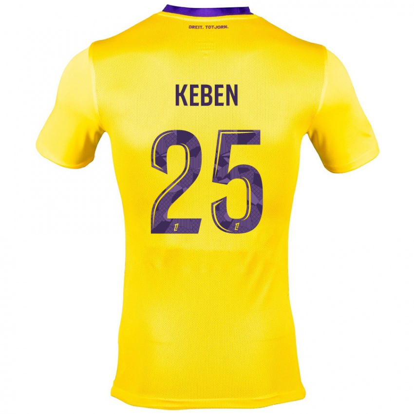 Kinder Kévin Keben #25 Gelb Lila Auswärtstrikot Trikot 2024/25 T-Shirt Österreich