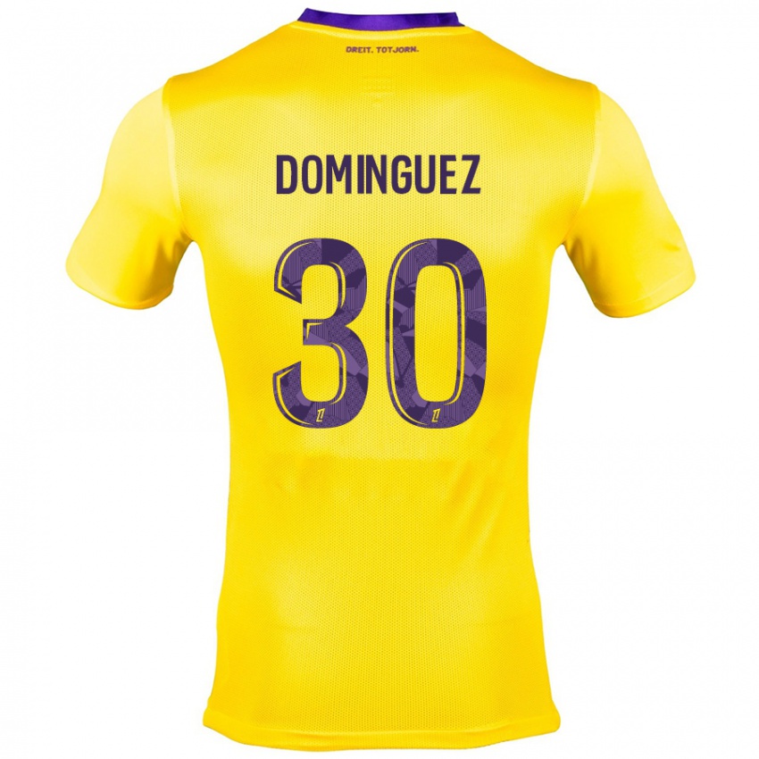 Kinder Álex Domínguez #30 Gelb Lila Auswärtstrikot Trikot 2024/25 T-Shirt Österreich