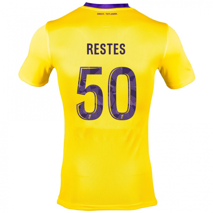 Kinder Guillaume Restes #50 Gelb Lila Auswärtstrikot Trikot 2024/25 T-Shirt Österreich