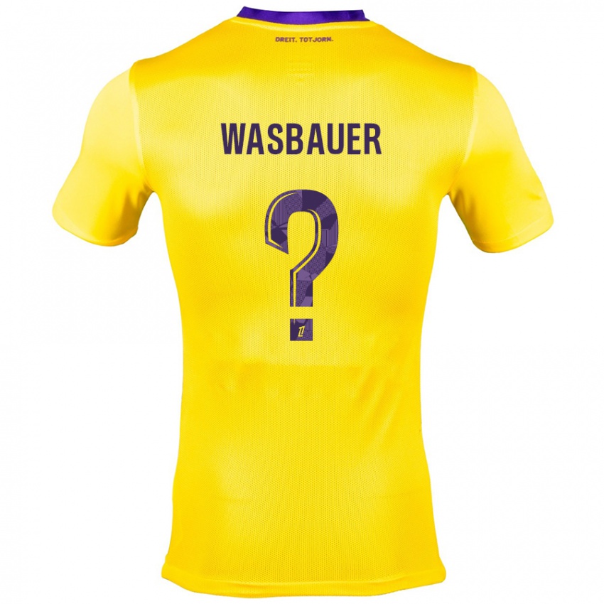 Kinder Nicolas Wasbauer #0 Gelb Lila Auswärtstrikot Trikot 2024/25 T-Shirt Österreich