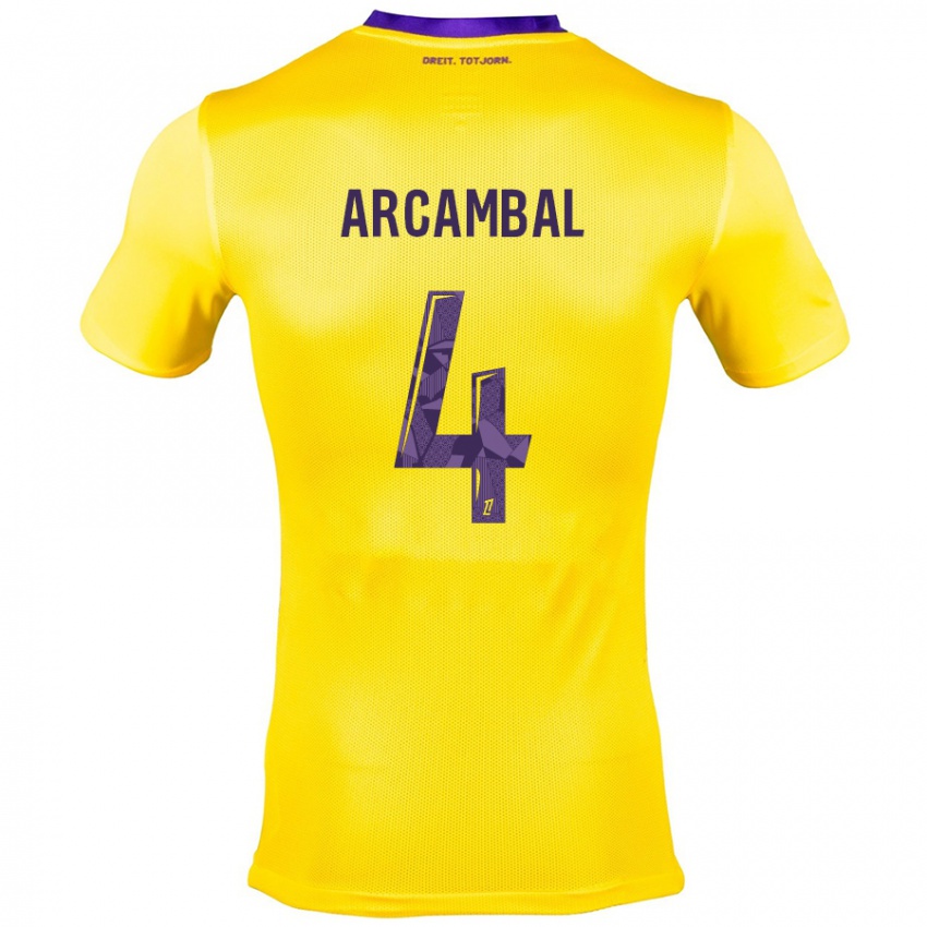 Kinder Anais Arcambal #4 Gelb Lila Auswärtstrikot Trikot 2024/25 T-Shirt Österreich