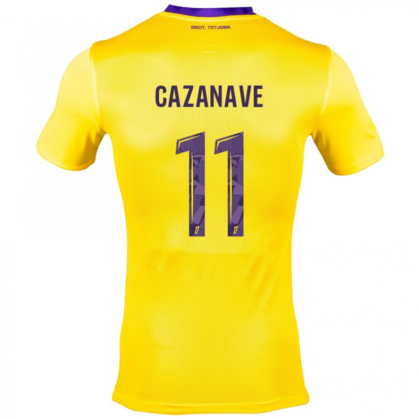 Kinder Julie Cazanave #11 Gelb Lila Auswärtstrikot Trikot 2024/25 T-Shirt Österreich