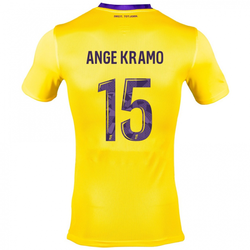 Kinder Marie Ange Kramo #15 Gelb Lila Auswärtstrikot Trikot 2024/25 T-Shirt Österreich