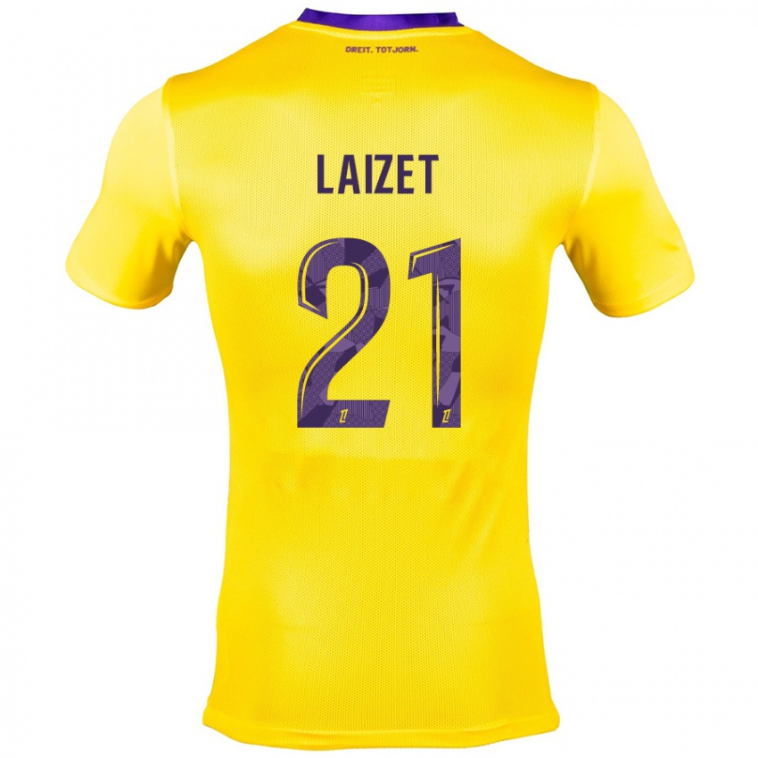 Kinder Emma Laizet #21 Gelb Lila Auswärtstrikot Trikot 2024/25 T-Shirt Österreich