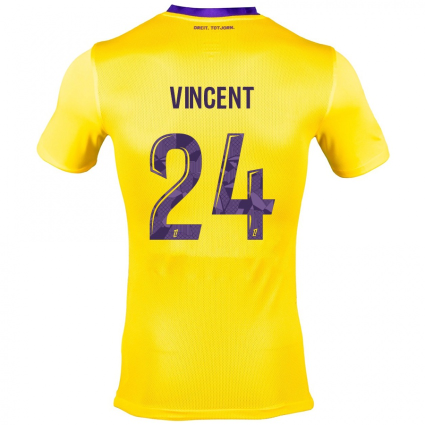 Kinder Magalie Vincent #24 Gelb Lila Auswärtstrikot Trikot 2024/25 T-Shirt Österreich