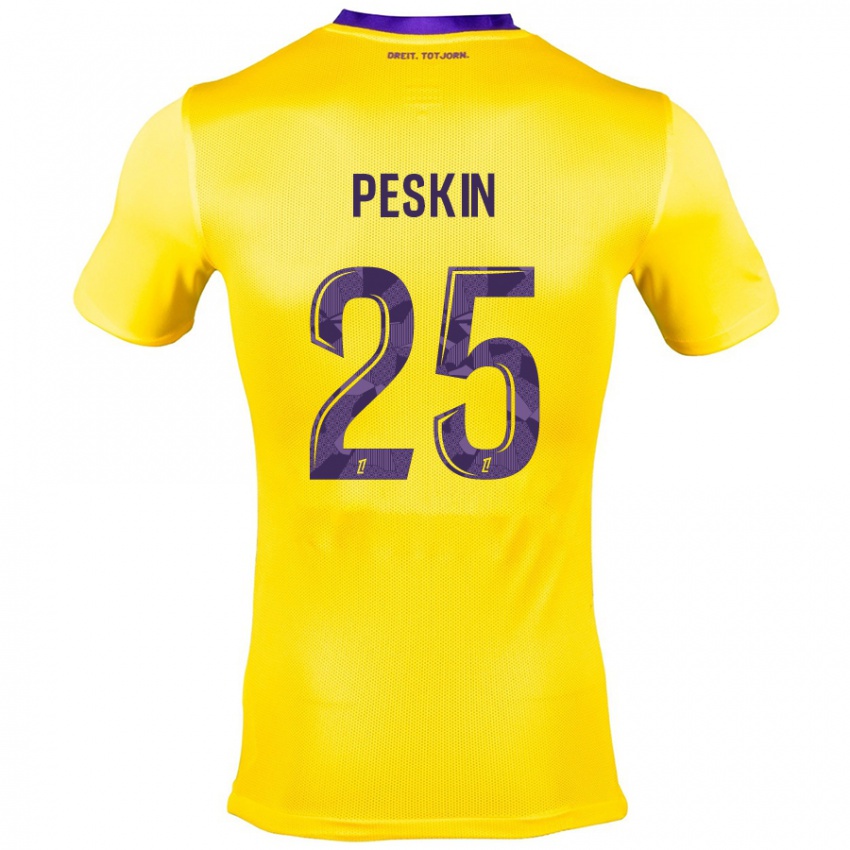 Kinder Kelso Peskin #25 Gelb Lila Auswärtstrikot Trikot 2024/25 T-Shirt Österreich