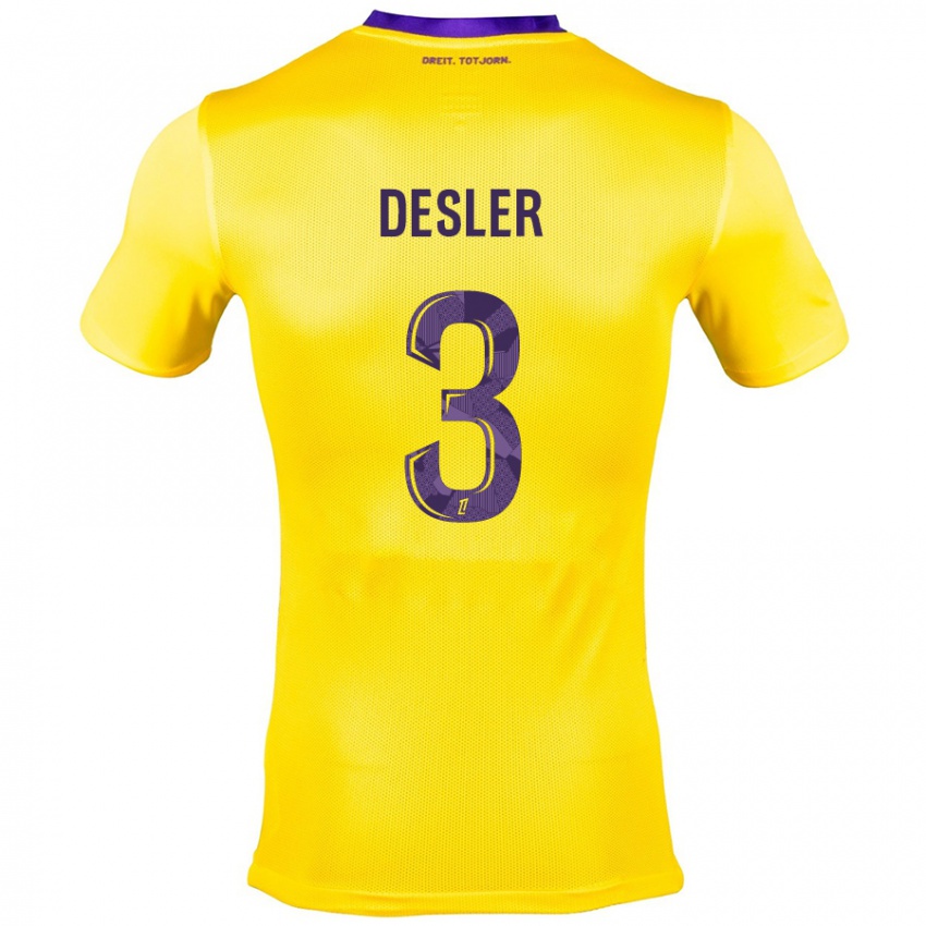 Kinder Mikkel Desler #3 Gelb Lila Auswärtstrikot Trikot 2024/25 T-Shirt Österreich