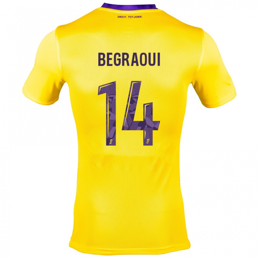 Kinder Yanis Begraoui #14 Gelb Lila Auswärtstrikot Trikot 2024/25 T-Shirt Österreich