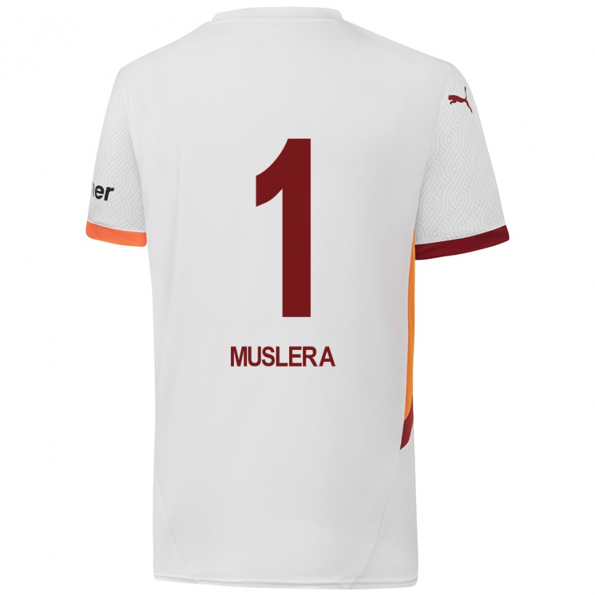 Kinder Fernando Muslera #1 Weiß Gelb Rot Auswärtstrikot Trikot 2024/25 T-Shirt Österreich