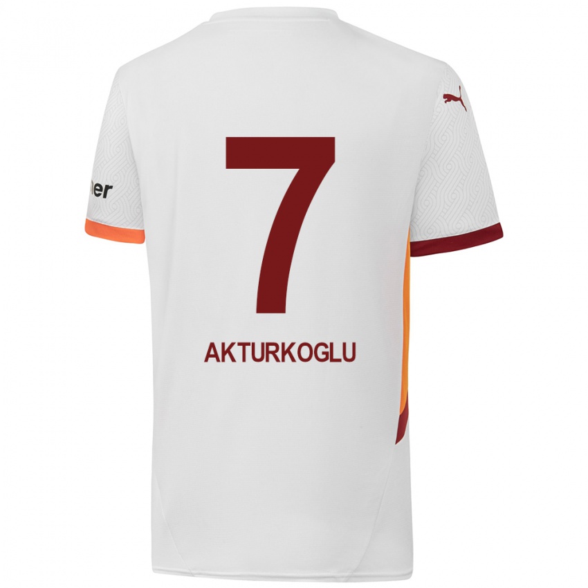 Kinder Kerem Aktürkoğlu #7 Weiß Gelb Rot Auswärtstrikot Trikot 2024/25 T-Shirt Österreich