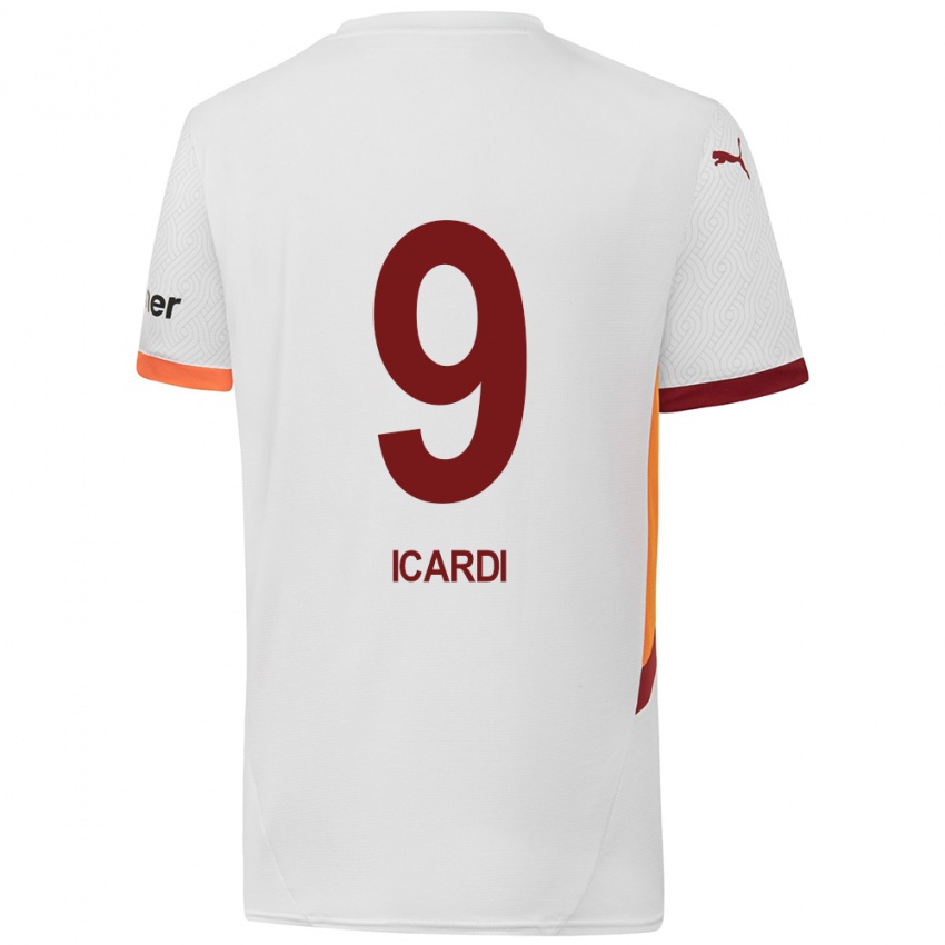 Kinder Mauro Icardi #9 Weiß Gelb Rot Auswärtstrikot Trikot 2024/25 T-Shirt Österreich