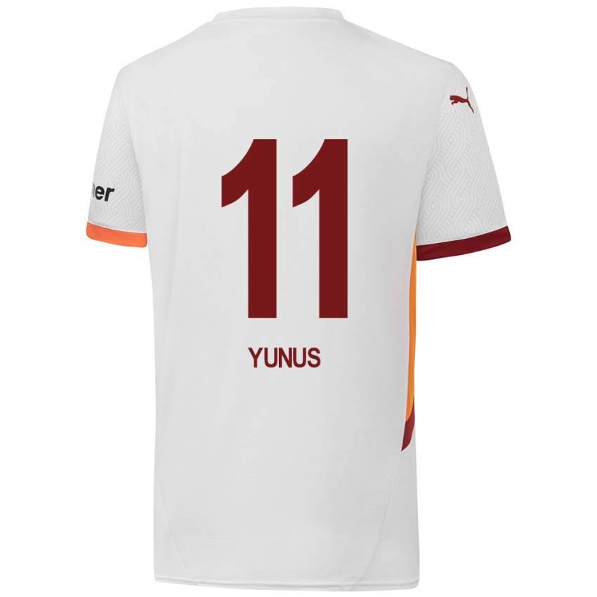 Kinder Yunus Akgün #11 Weiß Gelb Rot Auswärtstrikot Trikot 2024/25 T-Shirt Österreich