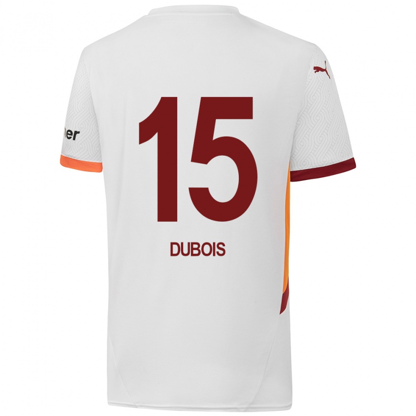 Kinder Léo Dubois #15 Weiß Gelb Rot Auswärtstrikot Trikot 2024/25 T-Shirt Österreich