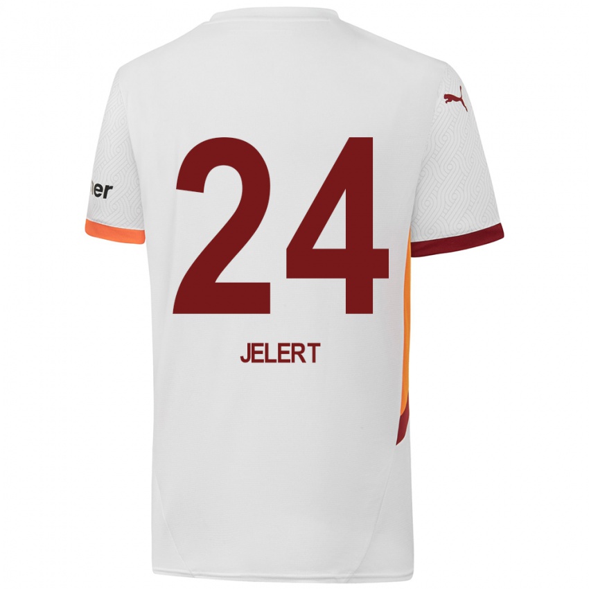 Kinder Elias Jelert #24 Weiß Gelb Rot Auswärtstrikot Trikot 2024/25 T-Shirt Österreich