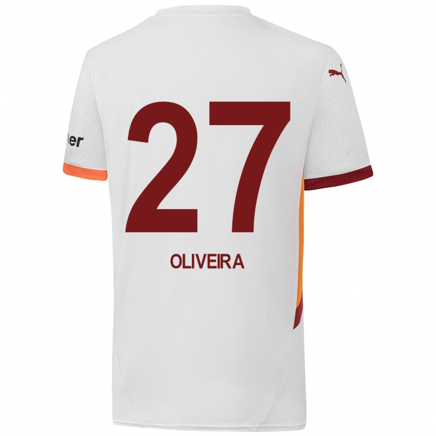 Kinder Sergio Oliveira #27 Weiß Gelb Rot Auswärtstrikot Trikot 2024/25 T-Shirt Österreich