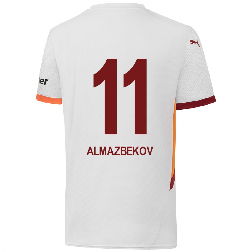 Kinder Beknaz Almazbekov #11 Weiß Gelb Rot Auswärtstrikot Trikot 2024/25 T-Shirt Österreich