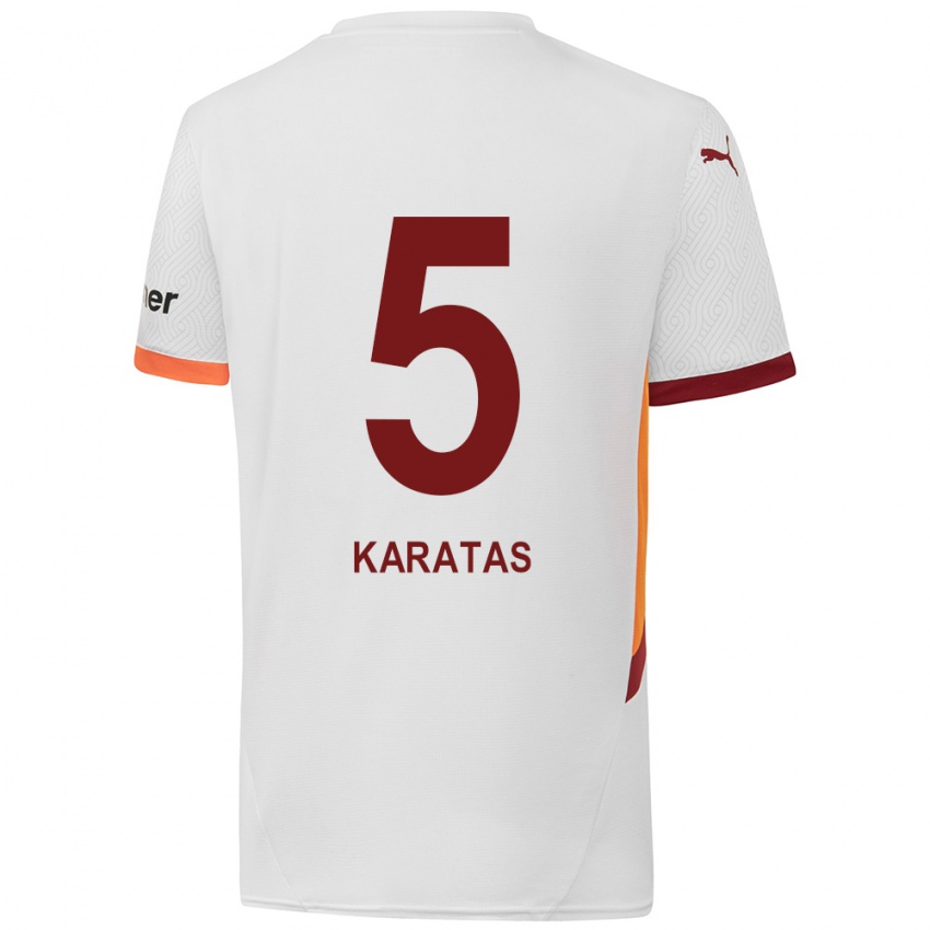 Kinder Eda Karataş #5 Weiß Gelb Rot Auswärtstrikot Trikot 2024/25 T-Shirt Österreich