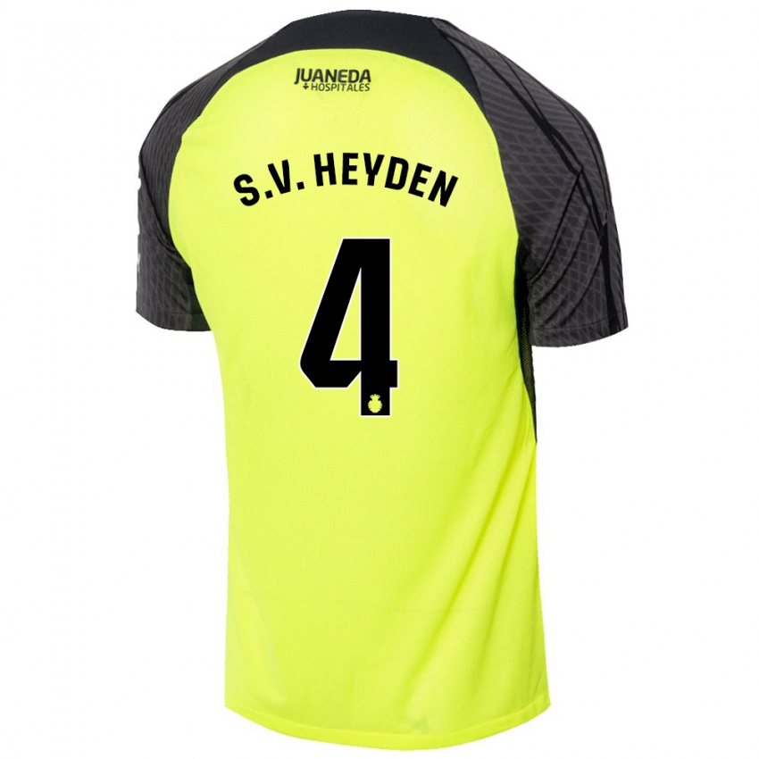 Kinder Siebe Van Der Heyden #4 Fluoreszierend Grün Schwarz Auswärtstrikot Trikot 2024/25 T-Shirt Österreich