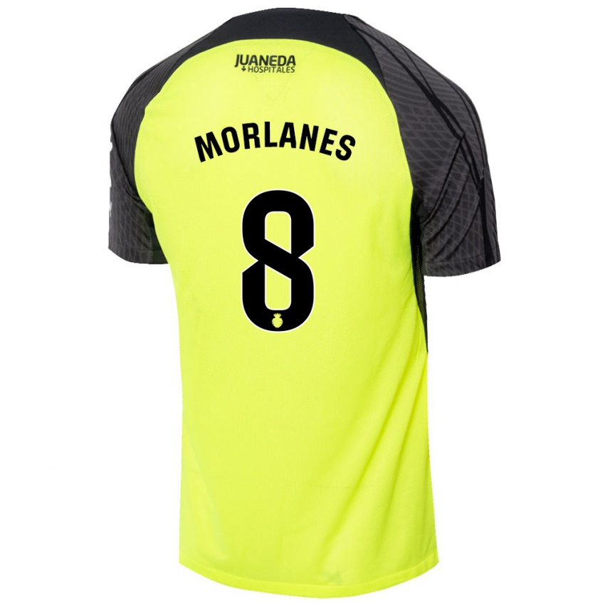 Kinder Manu Morlanes #8 Fluoreszierend Grün Schwarz Auswärtstrikot Trikot 2024/25 T-Shirt Österreich