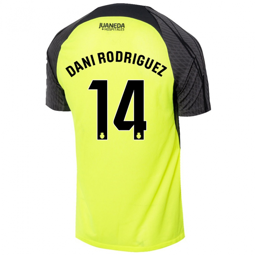 Kinder Dani Rodríguez #14 Fluoreszierend Grün Schwarz Auswärtstrikot Trikot 2024/25 T-Shirt Österreich