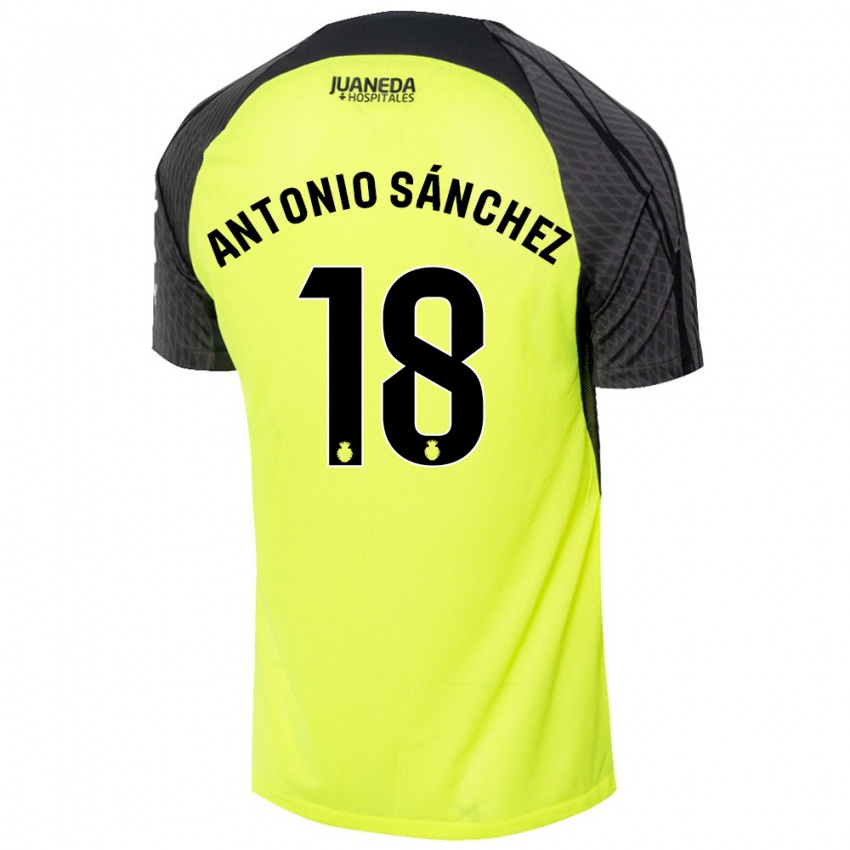 Kinder Antonio Sánchez #18 Fluoreszierend Grün Schwarz Auswärtstrikot Trikot 2024/25 T-Shirt Österreich