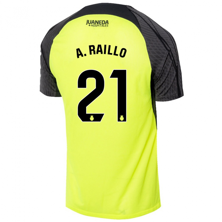 Kinder Antonio Raíllo #21 Fluoreszierend Grün Schwarz Auswärtstrikot Trikot 2024/25 T-Shirt Österreich