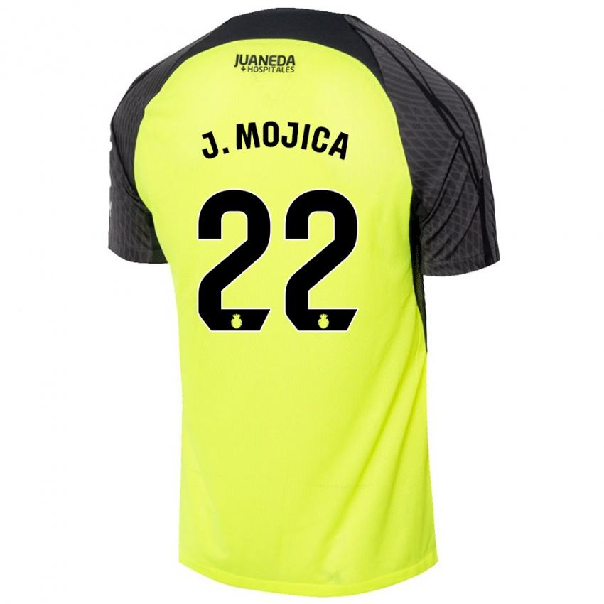 Kinder Johan Mojica #22 Fluoreszierend Grün Schwarz Auswärtstrikot Trikot 2024/25 T-Shirt Österreich