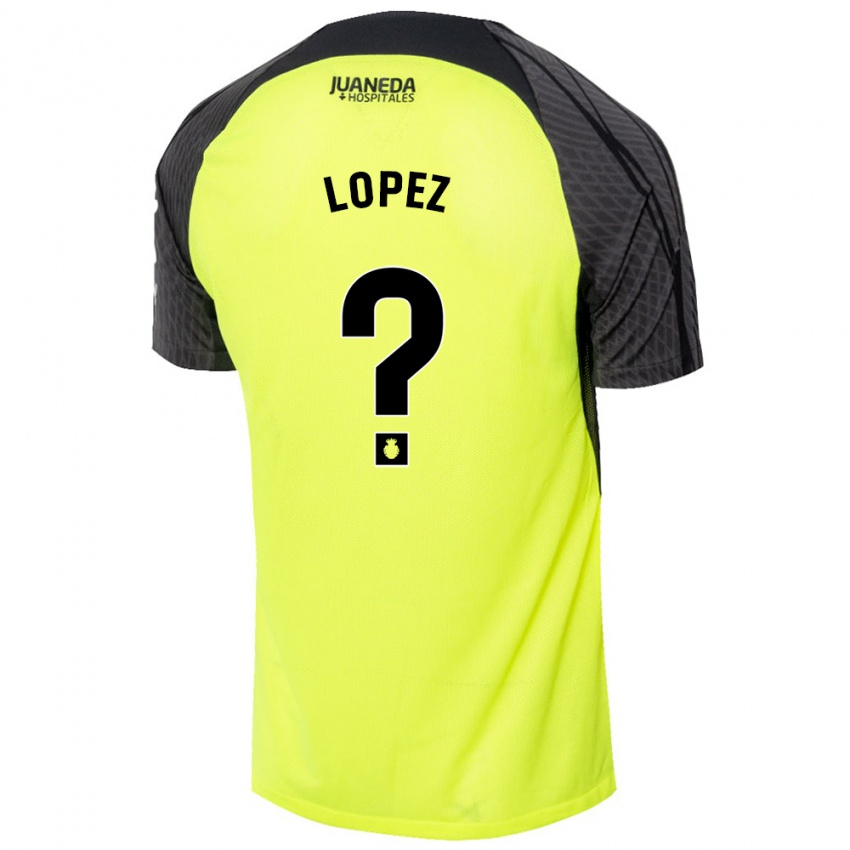 Kinder Marc López #0 Fluoreszierend Grün Schwarz Auswärtstrikot Trikot 2024/25 T-Shirt Österreich