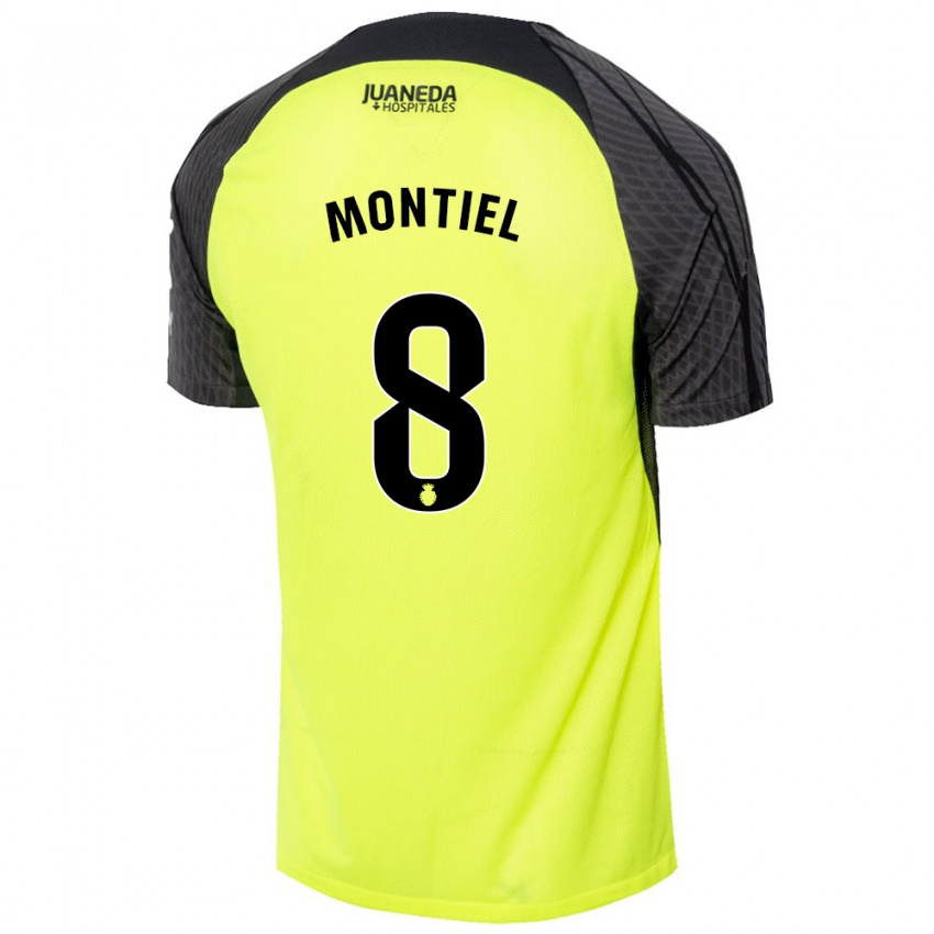 Kinder Luis Montiel #8 Fluoreszierend Grün Schwarz Auswärtstrikot Trikot 2024/25 T-Shirt Österreich