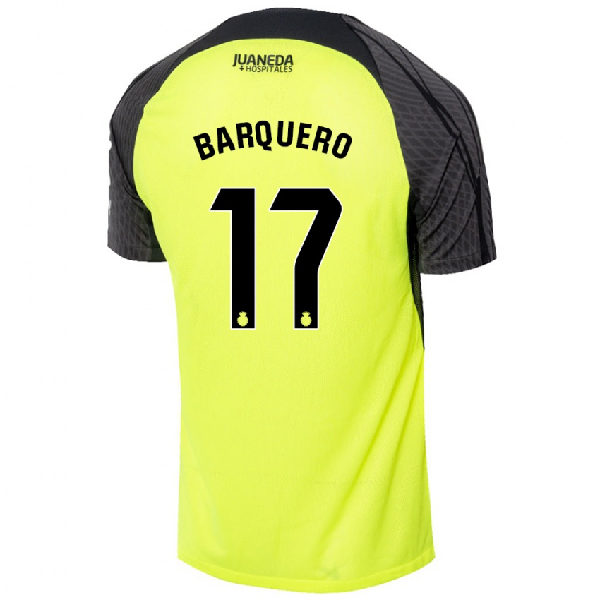 Kinder Adrián Barquero #17 Fluoreszierend Grün Schwarz Auswärtstrikot Trikot 2024/25 T-Shirt Österreich