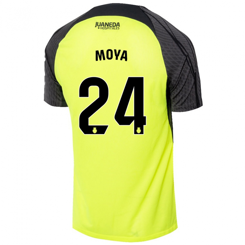 Kinder Pablo Moyá #24 Fluoreszierend Grün Schwarz Auswärtstrikot Trikot 2024/25 T-Shirt Österreich