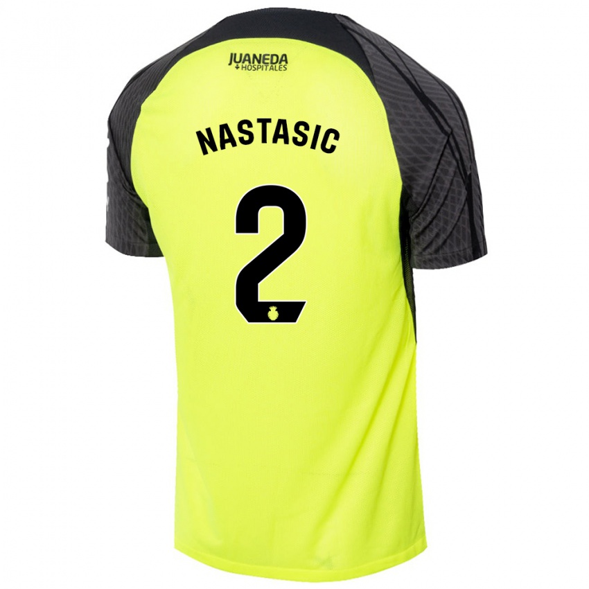 Kinder Matija Nastasic #2 Fluoreszierend Grün Schwarz Auswärtstrikot Trikot 2024/25 T-Shirt Österreich