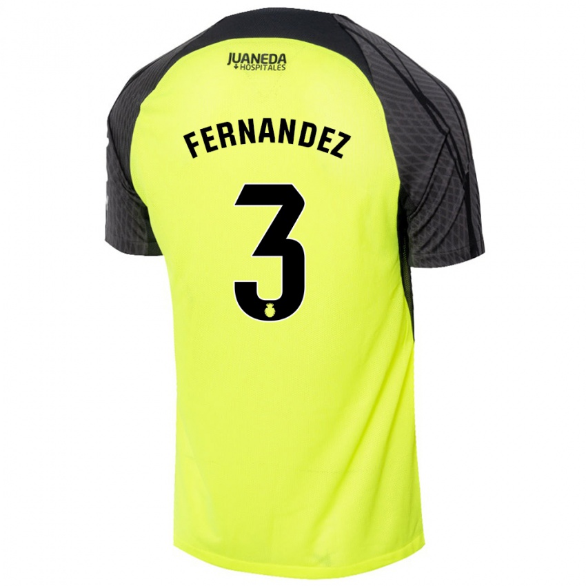 Kinder Marcos Fernández #3 Fluoreszierend Grün Schwarz Auswärtstrikot Trikot 2024/25 T-Shirt Österreich