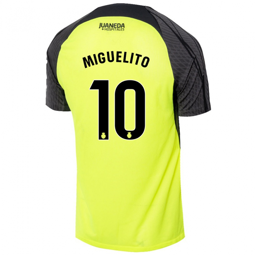 Kinder Miguelito #10 Fluoreszierend Grün Schwarz Auswärtstrikot Trikot 2024/25 T-Shirt Österreich