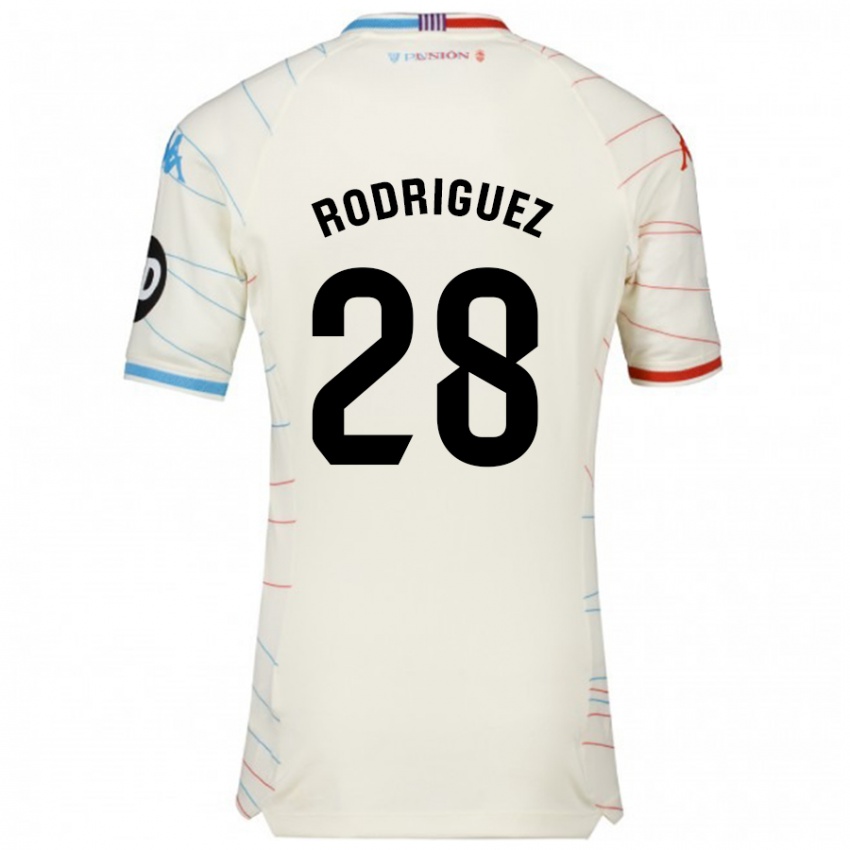 Kinder Yago Rodríguez #28 Weiß Rot Blau Auswärtstrikot Trikot 2024/25 T-Shirt Österreich