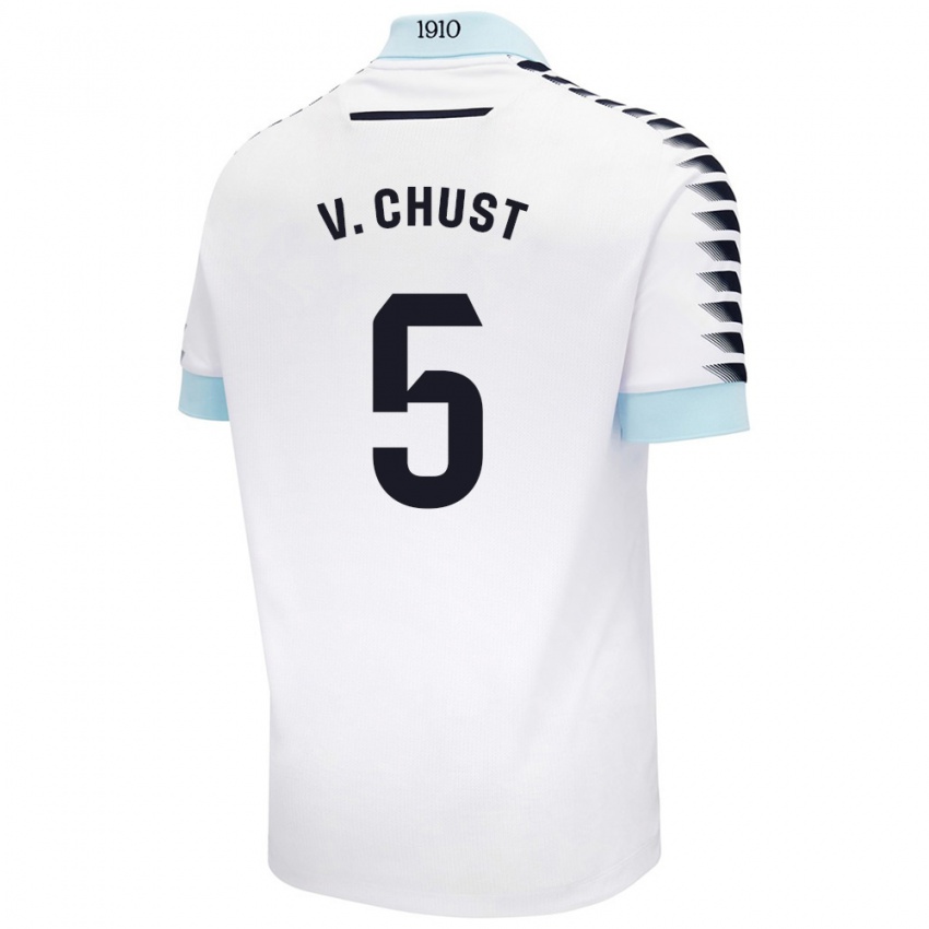 Kinder Victor Chust #5 Weiß Blau Auswärtstrikot Trikot 2024/25 T-Shirt Österreich