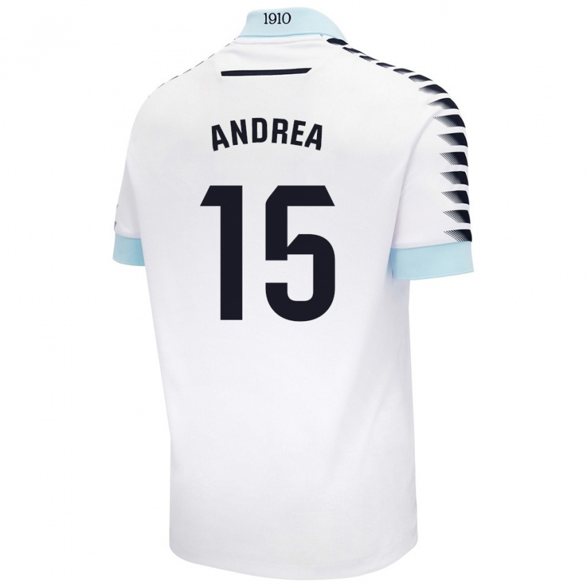 Kinder Andrea Sánchez Moreno #15 Weiß Blau Auswärtstrikot Trikot 2024/25 T-Shirt Österreich