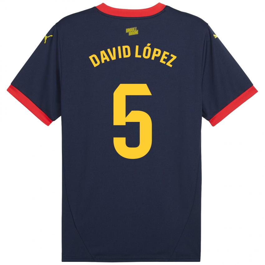 Kinder David López #5 Marinerot Auswärtstrikot Trikot 2024/25 T-Shirt Österreich