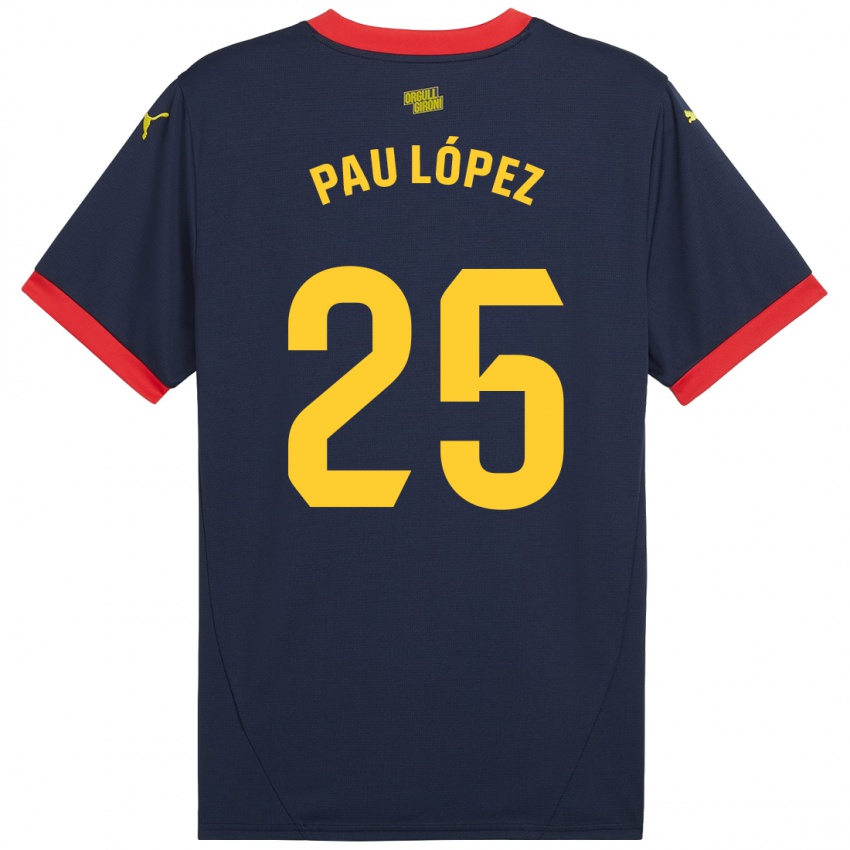 Kinder Pau Lopez #25 Marinerot Auswärtstrikot Trikot 2024/25 T-Shirt Österreich