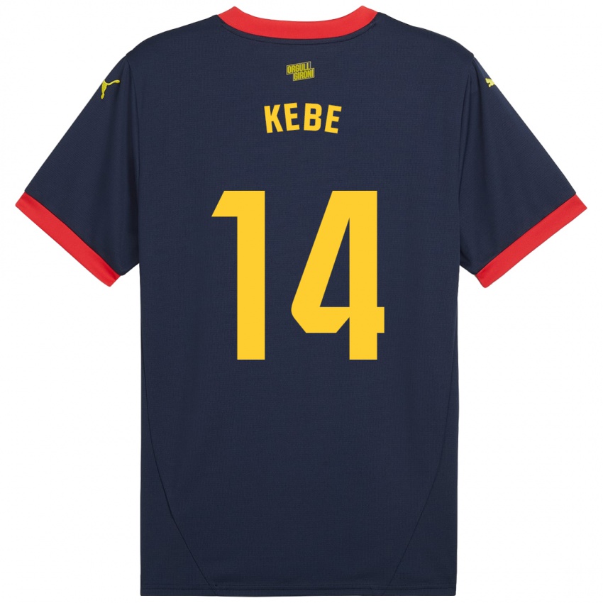 Kinder Moussa Kébé #14 Marinerot Auswärtstrikot Trikot 2024/25 T-Shirt Österreich