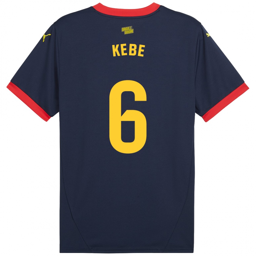 Kinder Ibrahima Kébé #6 Marinerot Auswärtstrikot Trikot 2024/25 T-Shirt Österreich